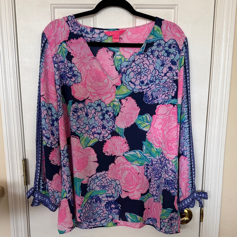 Lilly Pulitzer Pink and Blue Floral Blouse